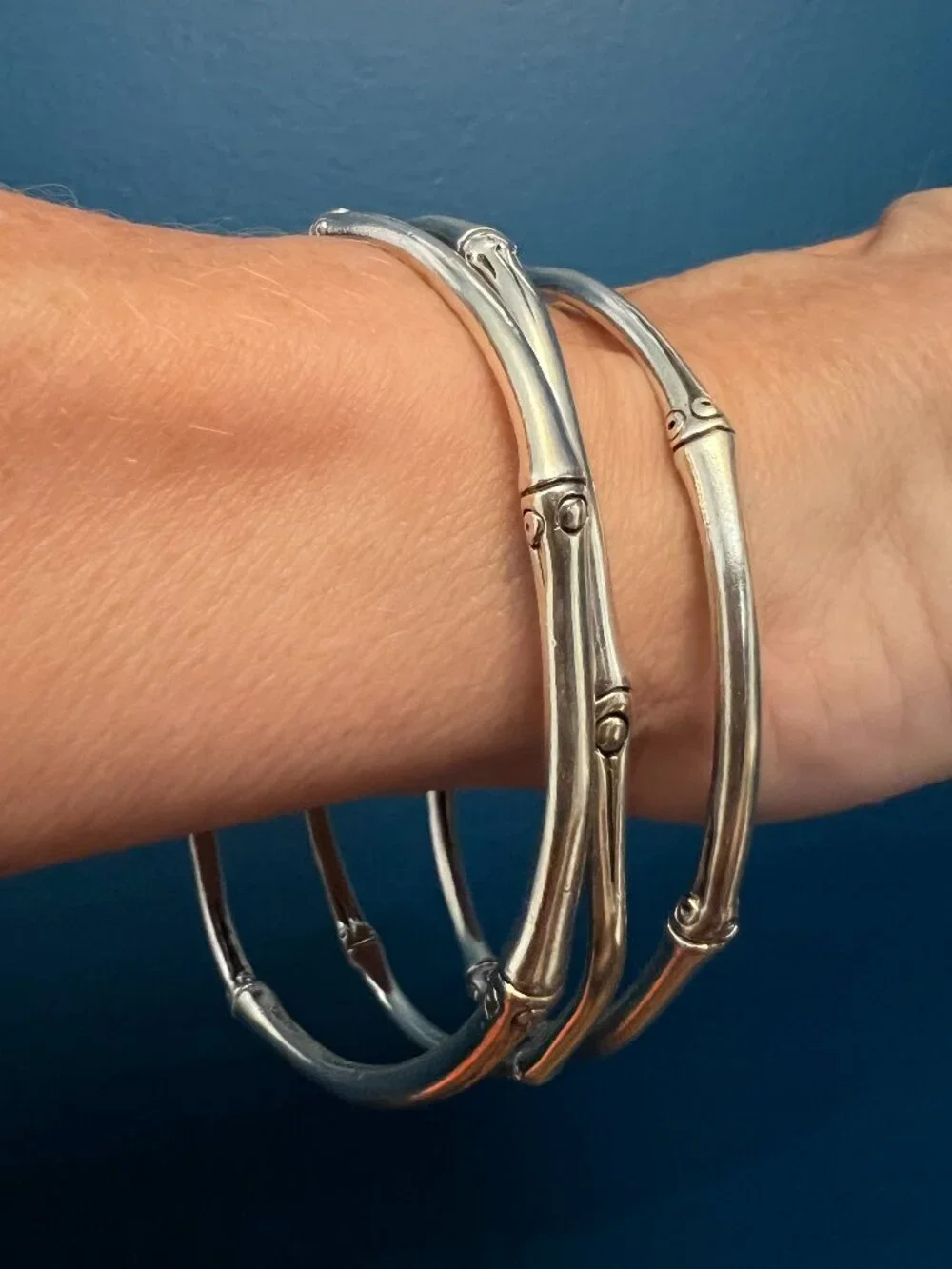 John Hardy Sterling Silver Bamboo Bangle Bracelet x3